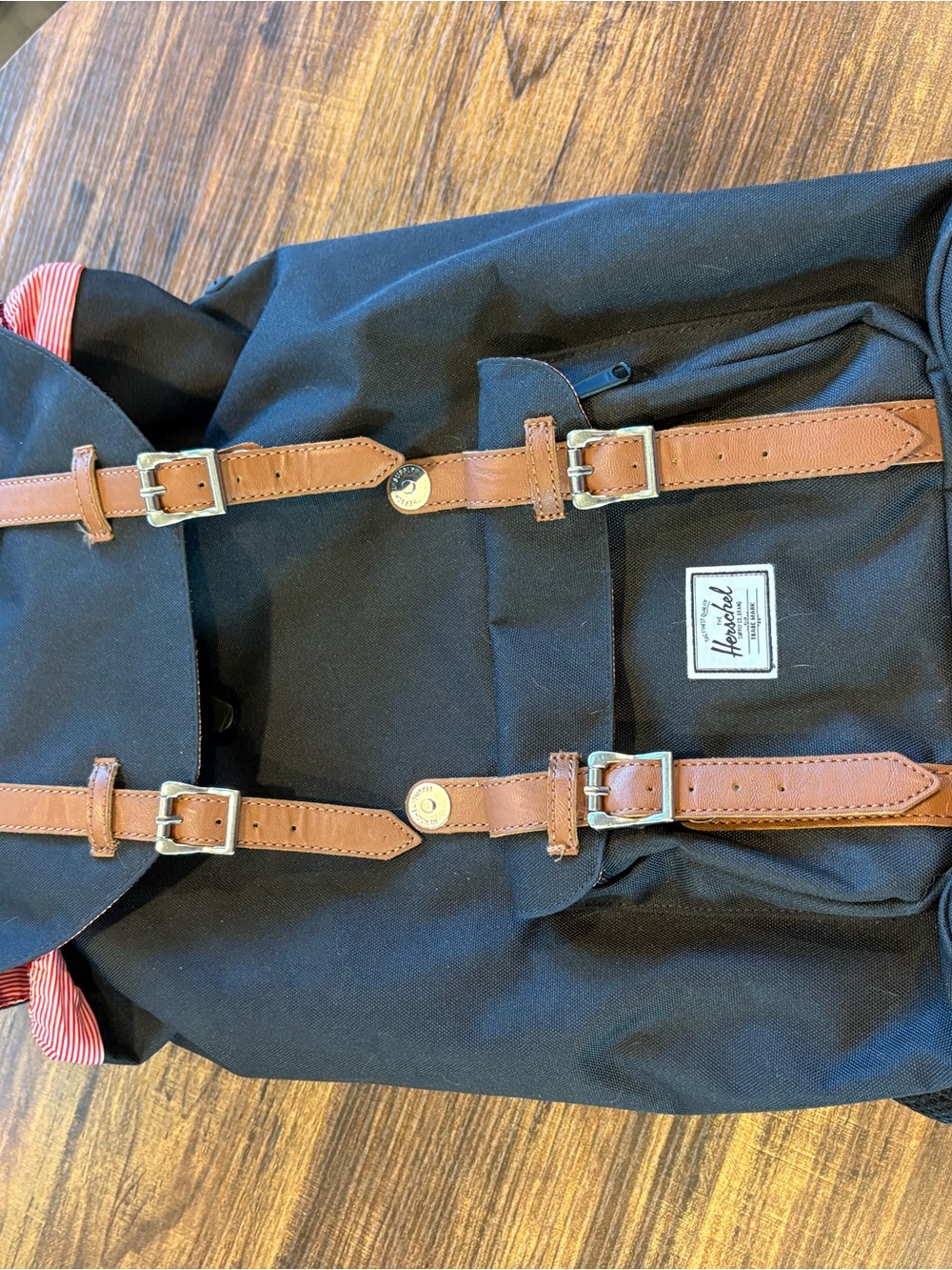 Herschel Supply Co. Black Backpack with Brown Leather Straps